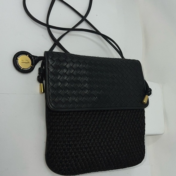 Jay Herbert by Sharif Crossbody Shoulder Intrecciato Leather and Knit Mesh Bag - Picture 1 of 8